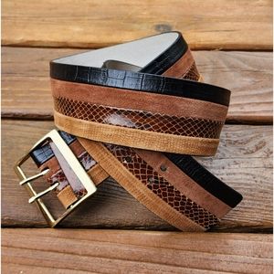 White House Black Market Leather Multi Media Wide Leather Belt XL